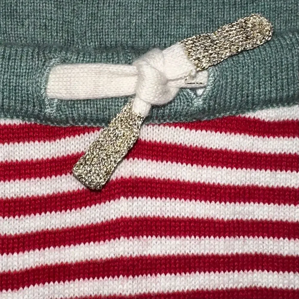 Baby Boden Red White Striped Knit Cotton Pull On Unisex Pants Size 12-18M